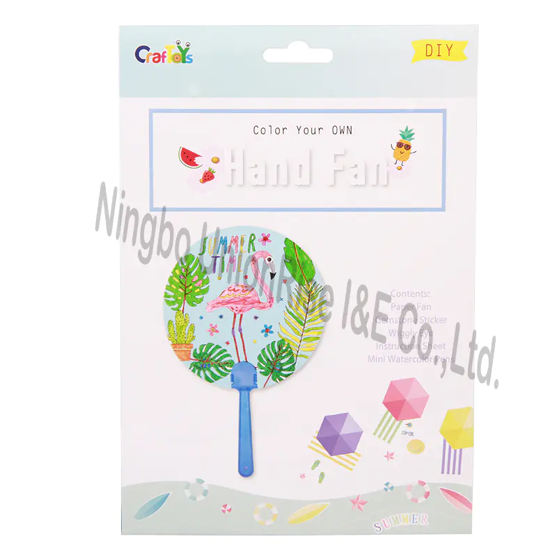 Color Your Own Hand Fan Flamingo