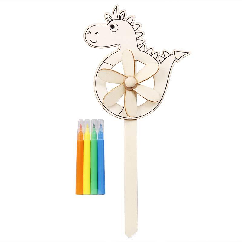 Colour Your Own Garden Windmill Dinosaur